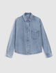 Chemise manche longue en jean bleu coton bio loose Femme-7
