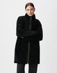 Manteau noir mi-long peau retournée Femme-2