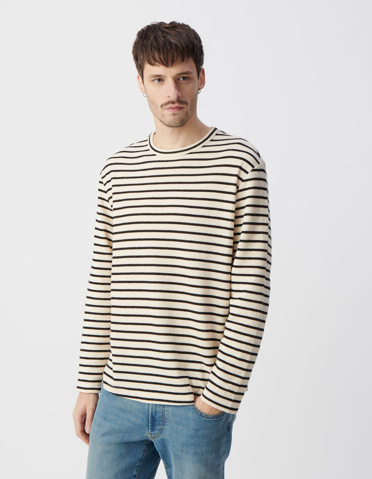 T-shirt marinière rayé noir broderie Homme-2
