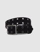 Ceinture noire cuir velours matelassé à œillets Femme-2