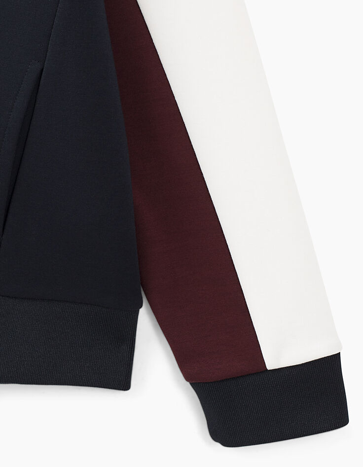 C&aacute;rdigan navy oscuro con mangas blanco y ciruela ni&ntilde;o -4