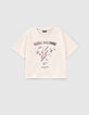 T-Shirt, Ecru, Biowolle, Blitz, Sterne, Mädchen-1 T-Shirt, Ecru, Biowolle, Blitz, Sterne, Mädchen-1