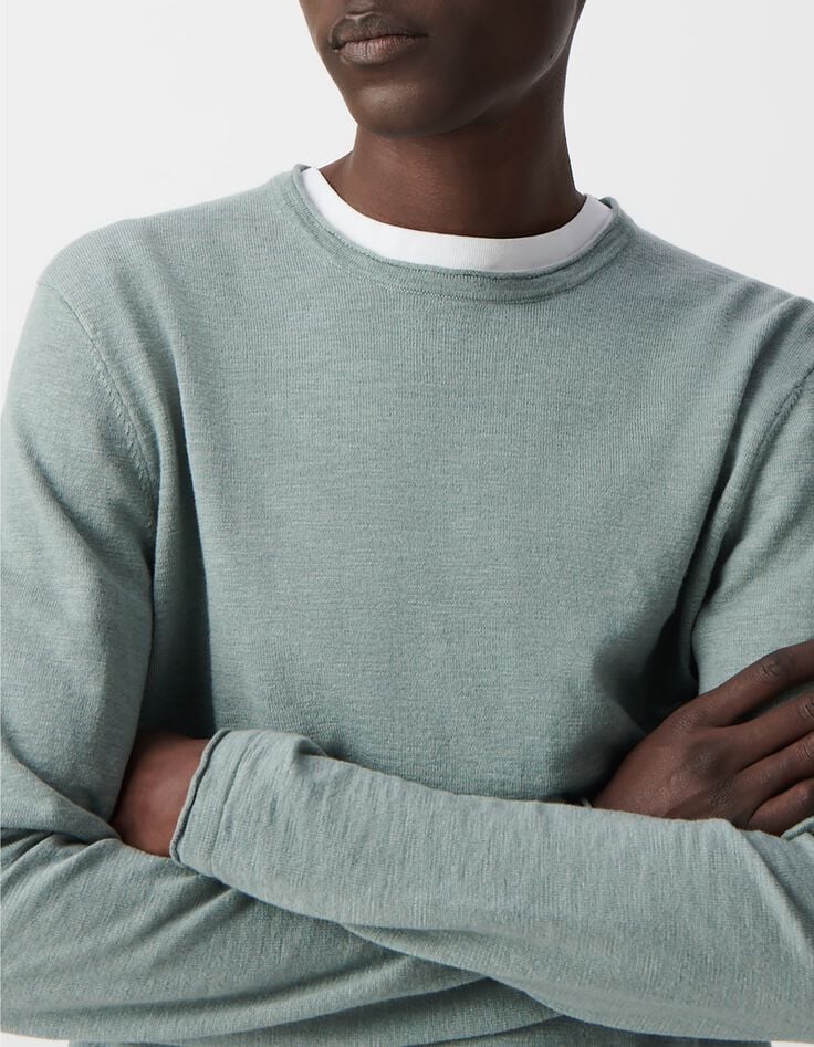 Men&rsquo;s horizon slub knit sweater with rolled edges-4