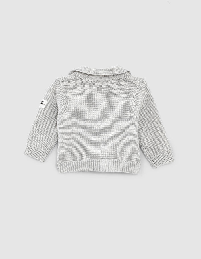 Baby’s putty marl biker-style knit organic cotton cardigan - IKKS