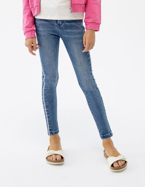 Girls’ skinny jeans with microbeads down sides