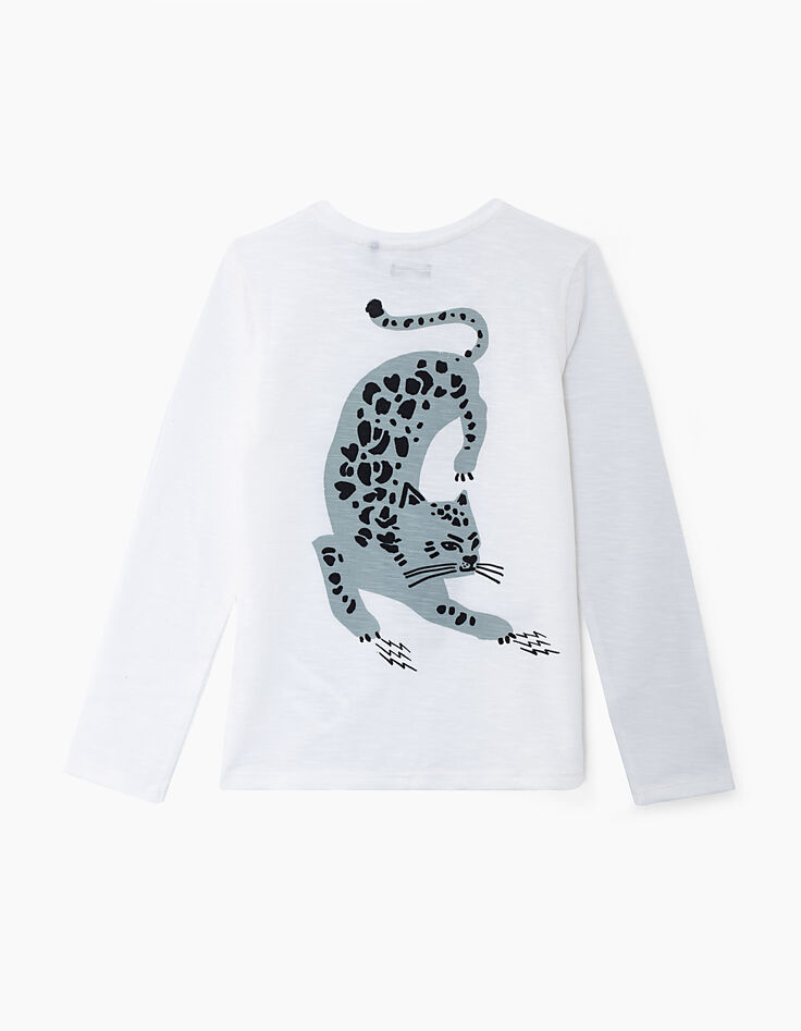 Cremeweißes Mädchenshirt Wild Cat/Leopard-3 Cremeweißes Mädchenshirt Wild Cat/Leopard-3