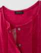 Girls’ fuchsia pink T-shirt dress, press studs down front-4
