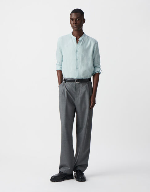Men's horizon linen REGULAR shirt with Mandarin collar - IKKS