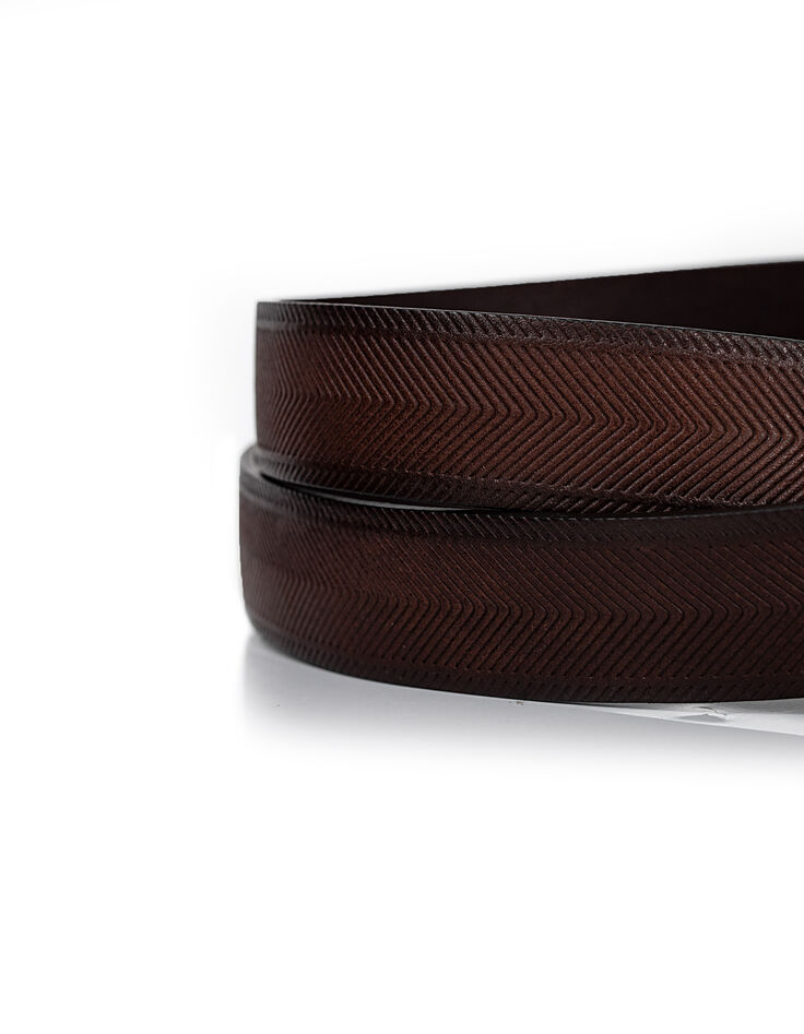 Men’s dark brown chevron-engraved leather belt-2
