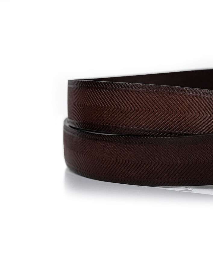 Men’s dark brown chevron-engraved leather belt - IKKS