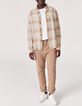 Men’s light brown check linen REGULAR shirt-6