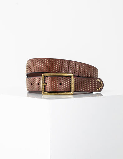 Ceinture en cuir camel détails cloutés femme - IKKS