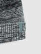 Boys’ green marl striped fur-lined beanie-3