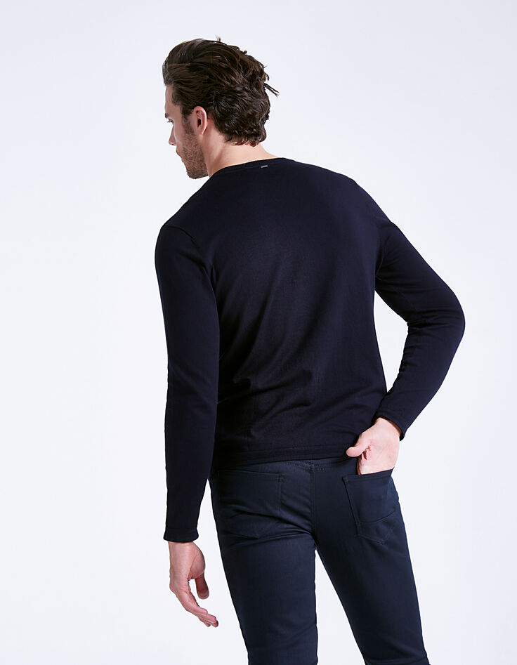 Pull marine à col rond Homme-3 Pull marine à col rond Homme-3