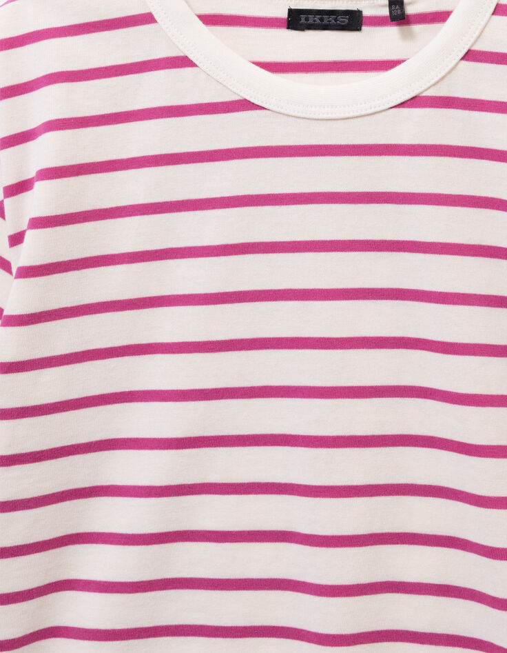 Girls’ organic cotton sailor T-shirt with pink stripes-4