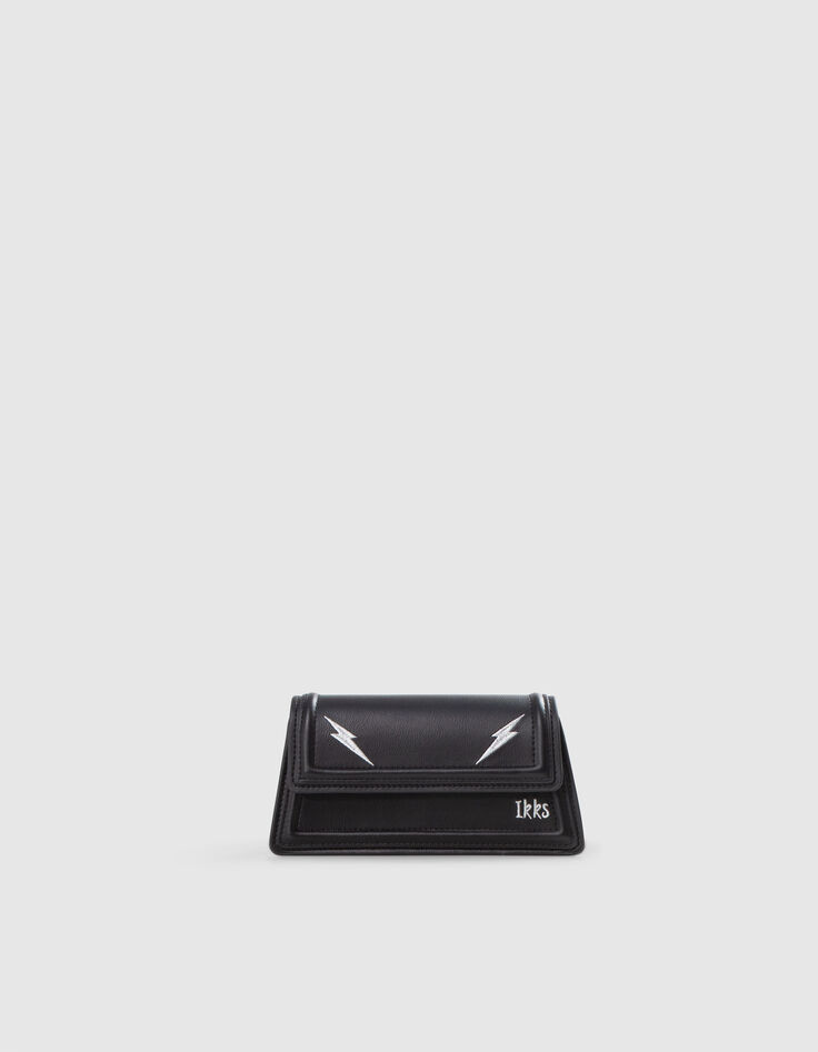 Sac à main noir broderies éclairs fille-3
