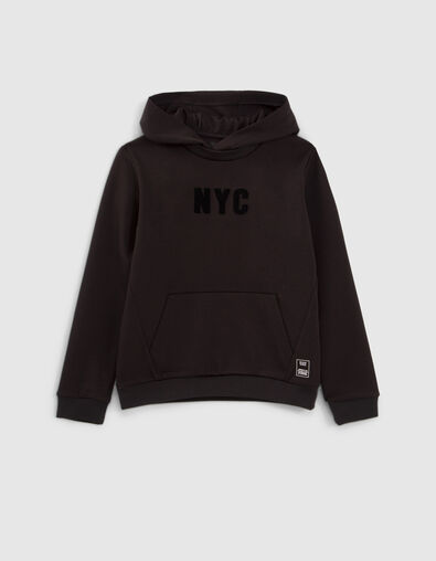 Schwarzes Jungensweatshirt mit Schriftzug am Kragen - IKKS