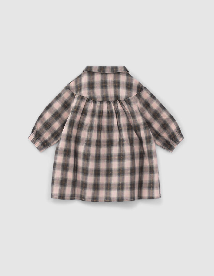Grijze jurk met ruitenmotief babymeisjes-3