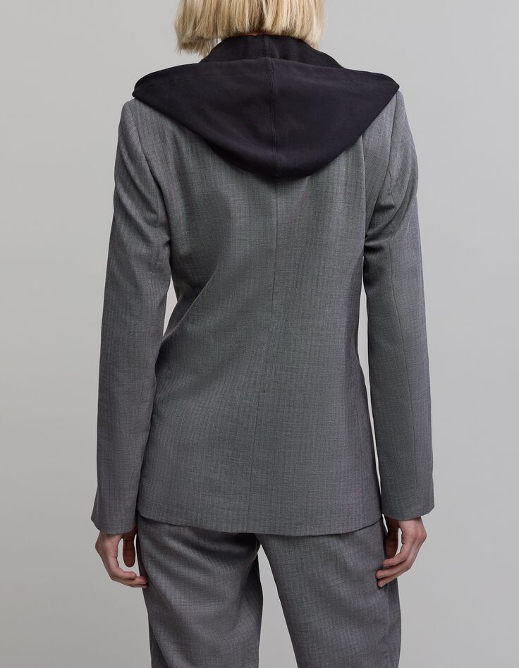 Women's removable herringbone pattern jacket in grey-3