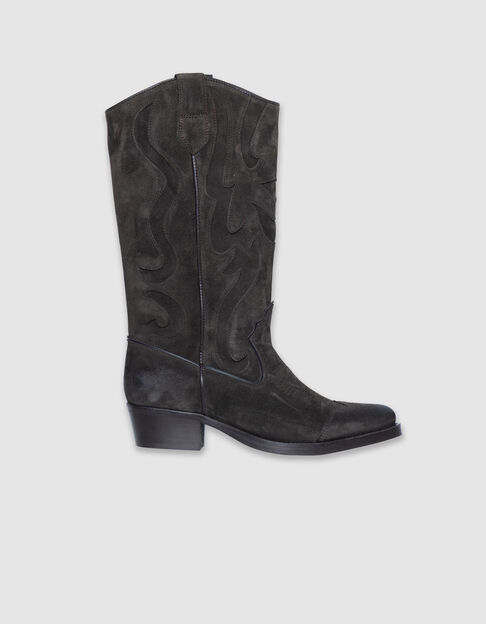 Damen santiag-Stiefel aus braunem Wildleder - IKKS