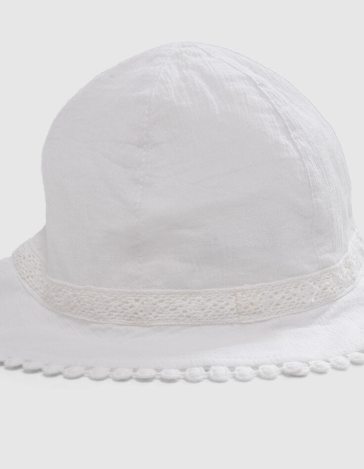 Sombrero blanco roto tira encaje bebé niña-3