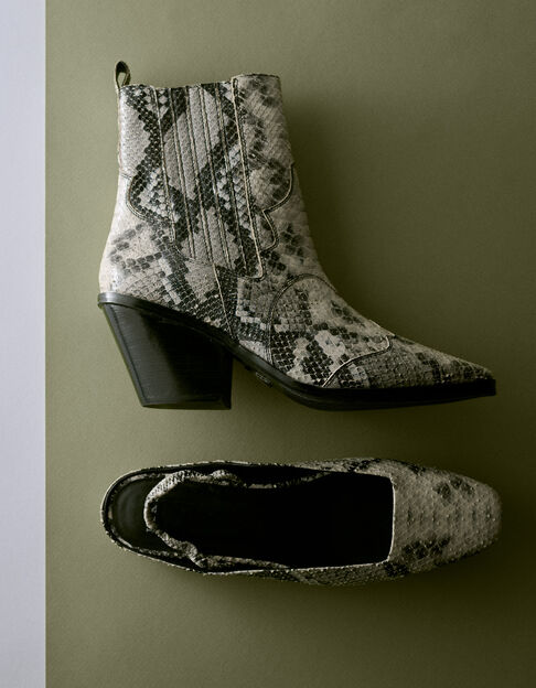 Ballerines slingbacks &eacute;crues cuir effet python Femme - IKKS