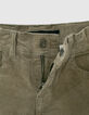 Pantalon slim kaki velours garçon -2