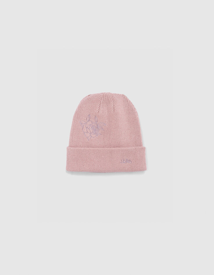 Girl's recycled pink sequined knit hat-1