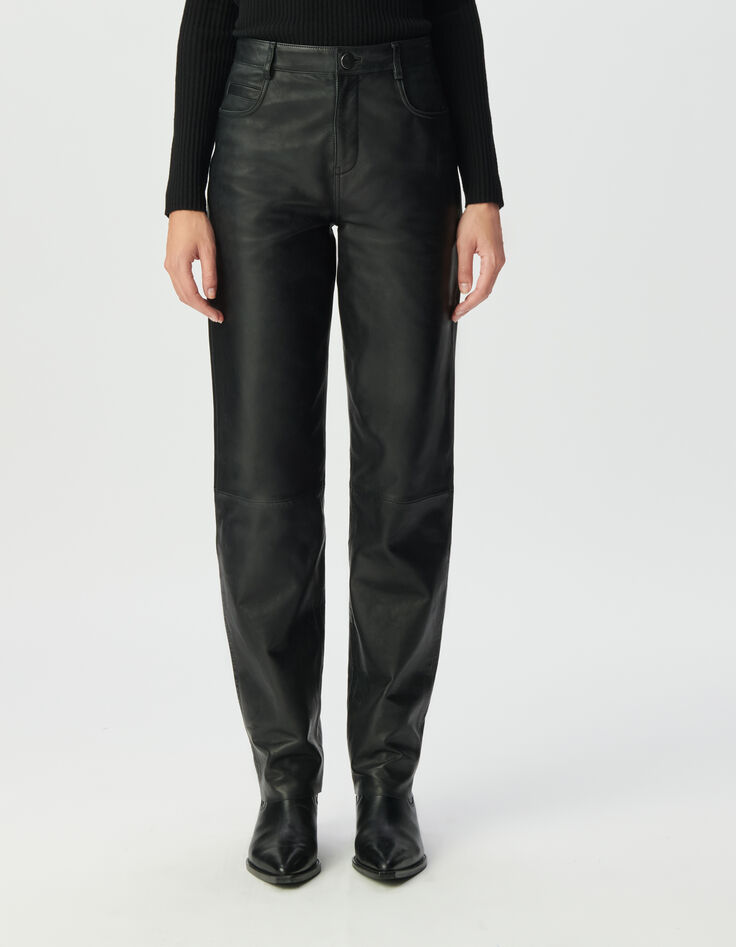 Jean bootcut noir enduit taille haute Femme-2
