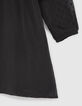 Girls&rsquo; black dotted Swiss jacquard dress with dickey-6