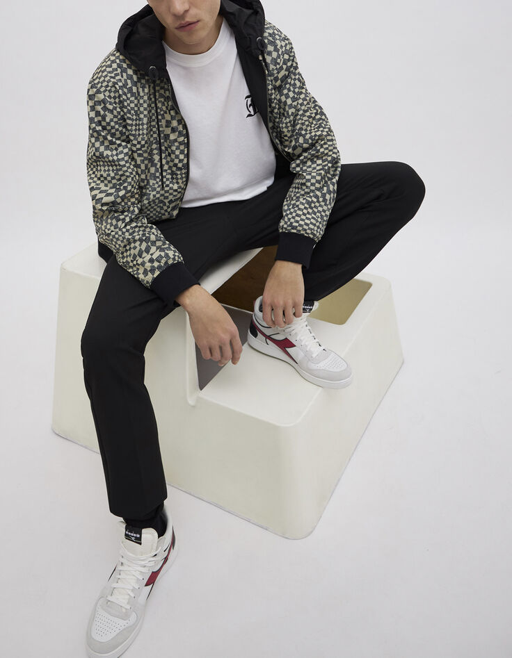 Blouson réversible noir et damier Homme-6