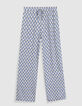 Pantalon large imprim&eacute; floral bleu Femme-7