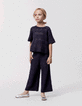 Fancy knitted navy pants relief girl-1