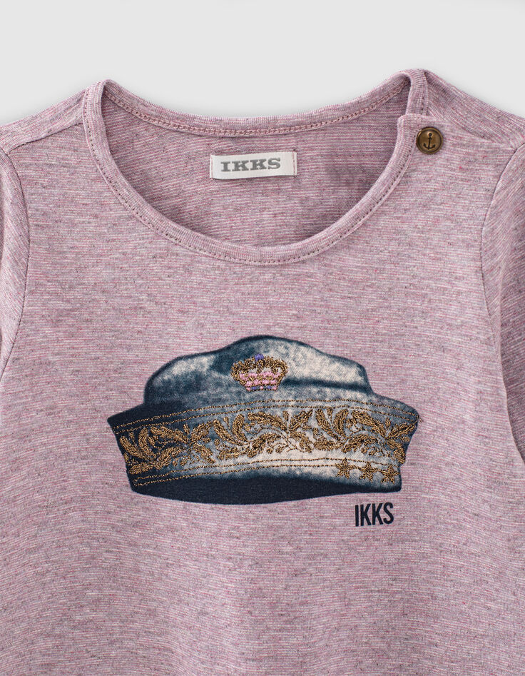 Lila Babymädchenshirt mit gestickter Matrosenmütze-2