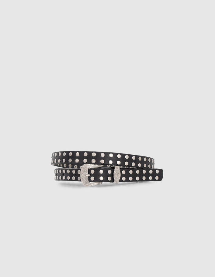 Ikks Black and Silver Studded Leather Belt Women main image 2