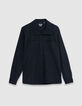 Men's navy blue regular-fit overshirt with patch pockets-7