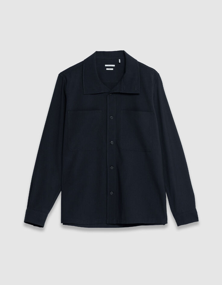 Men's navy blue regular-fit overshirt with patch pockets-7