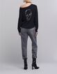 Woman's black skull and crossbones sweater-2
