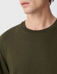 T-shirt kaki col rond en coton modal Homme-4