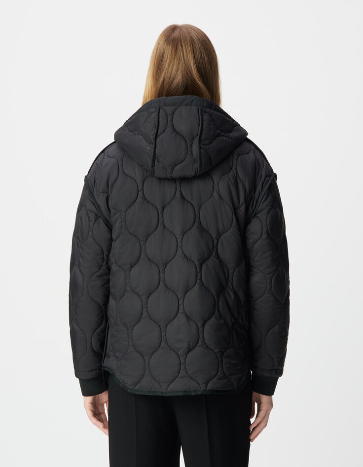 Plumas fino reversible negro acolchado mujer-3