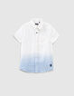 Boys’ off-white deep-dye-look cotton linen shirt-2