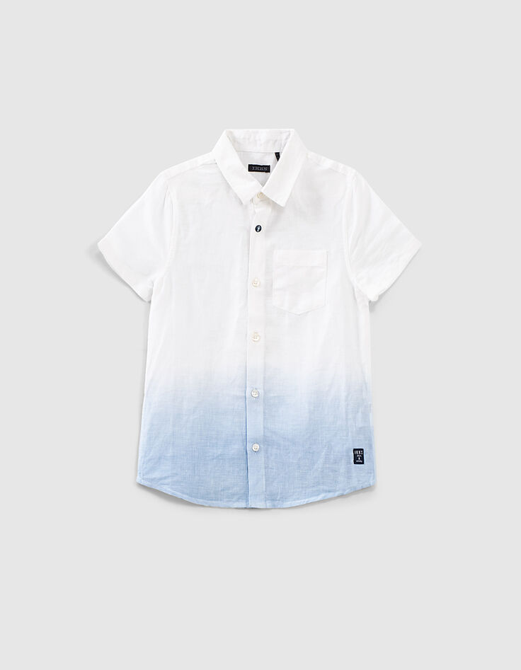 Boys’ off-white deep-dye-look cotton linen shirt-2