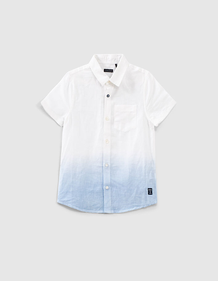 Boys’ off-white deep-dye-look cotton linen shirt - IKKS