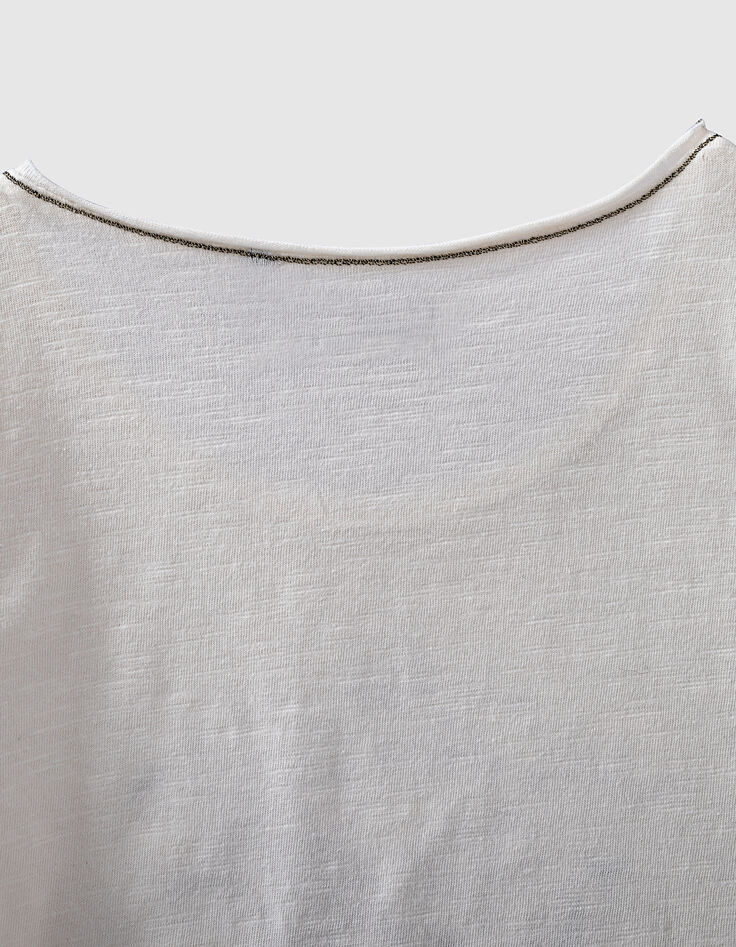 Tee-shirt &eacute;cru visuel sir&egrave;ne navy et or fille-5
