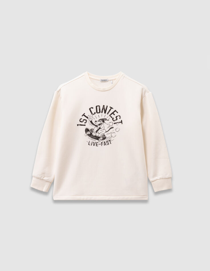 Boys’ white organic cotton T-shirt, slogan, skateboarder-1 Boys’ white organic cotton T-shirt, slogan, skateboarder-1
