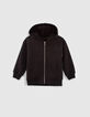 Boys&rsquo; black Sherpa/sweatshirt fabric reversible cardigan-1