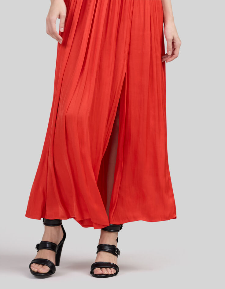 Lange oranje jurk met asymmetrische bovenkant Dames-4