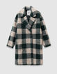 Manteau carreaux vert et écru fille-1