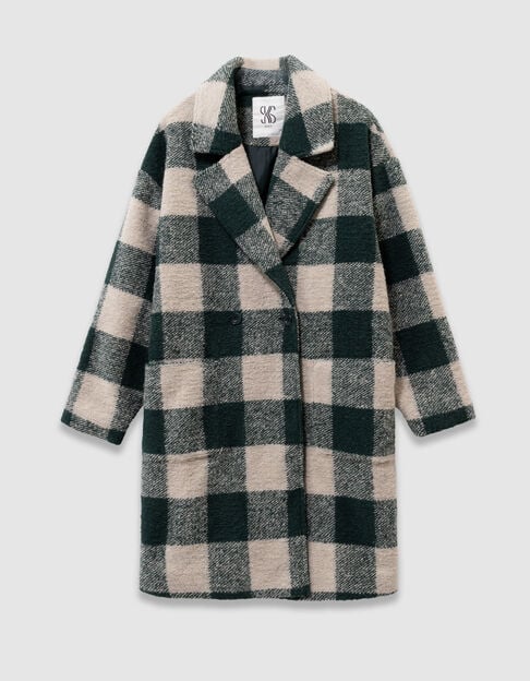 Manteau carreaux vert et écru fille - IKKS