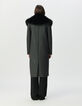 Women’s grey straight coat, detachable black fur collar-4